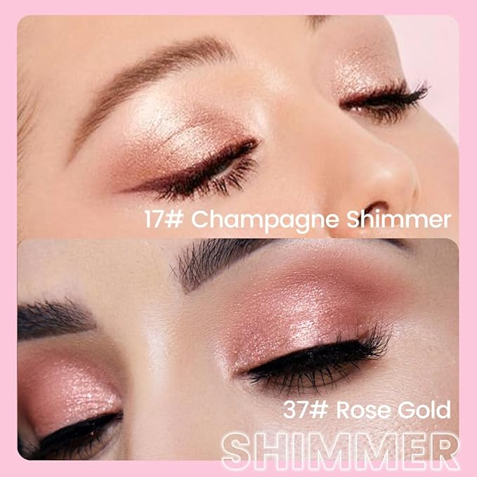 evpct 2Pcs Cream Eye Shadow Brightener Sticks Set for Eyes Waterproof, Champagne & Rose Gold Shimmer Cream Eyeshadow Applicator Stick Long Lasting Pigmented Eye Makeup sombras en crema para ojos 17+37