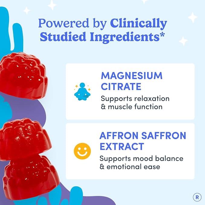 First Day Teens’ Nighttime Reset Calming Magnesium Gummies – Sleep Aid Supports Peaceful Rest, Balanced Mood & Energy – Supplement with Magnesium Citrate, Affron & No Melatonin – 60-Day Supply
