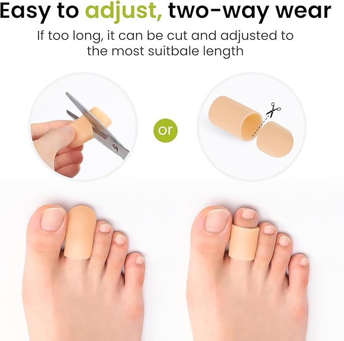 Bukihome 12 Pcs Gel Toe Cap, Toe Protector for Women Men - Cushions and Protects to Cover Toes, Relief Toe Pain from Ingrown Toenails, Corns, Blisters, Hammer Toes (8L + 4S)