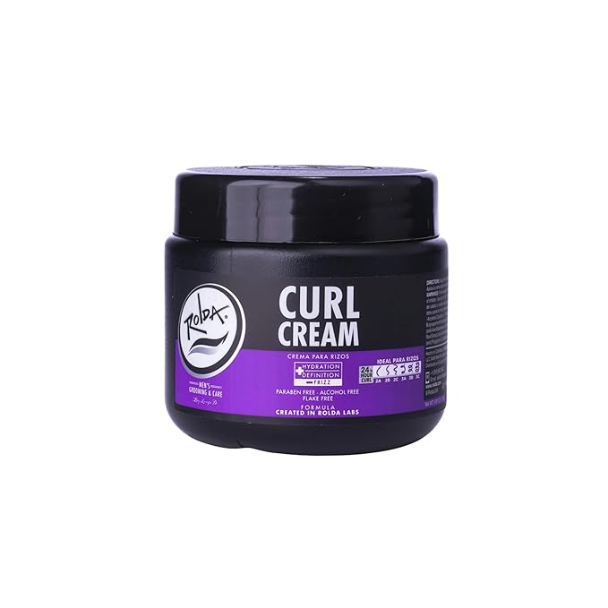 Rolda Curl Cream - Curly Hair Products for Men - Anti Frizz Curl Defining Cream with Oil Blend - Hydrates, Enhances Shine & Texture - Nourishes & Softens Strands - Non-Greasy & Lightweight (8.81 oz)