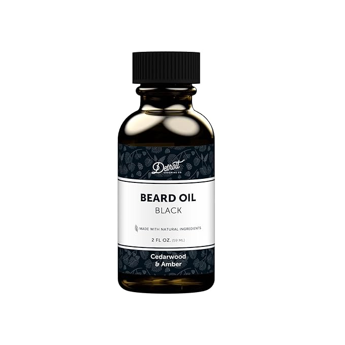 Detroit Grooming Beard Oil | Hydrating & Nourishing Formula with Vitamin E | Cedarwood & Amber • Black (2 oz)