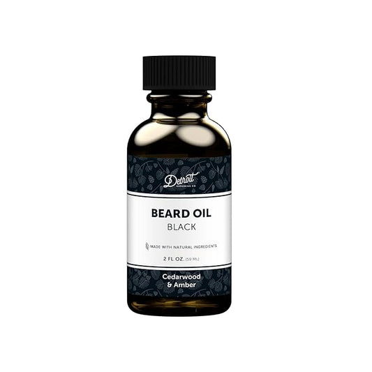 Detroit Grooming Beard Oil | Hydrating & Nourishing Formula with Vitamin E | Cedarwood & Amber • Black (2 oz)