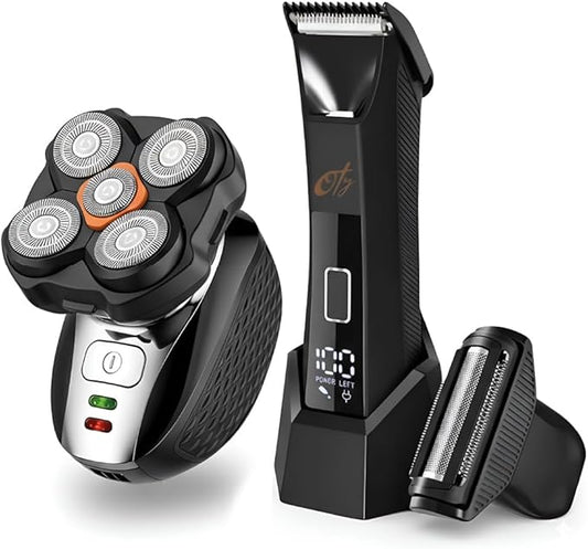 OTY Kit Get It All Head Shaver and Body Trimmer for Men, Bald Groomer and Intimate Trimmer, Waterproof Cordless 8-in-1 Complete Grooming Kit