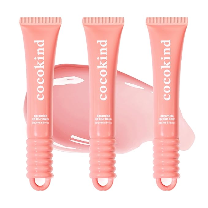 Cocokind Ceramide Lip Blur Balm, Be Kind - Coral Pink Hydrating Lip Balm with Ceramides & Peptides, Made for Sensitive Skin & Lips, Unflavored & Fragrance-Free - 3 pack