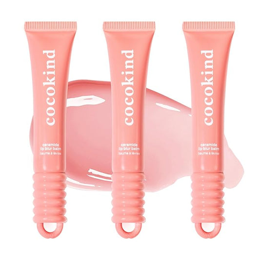 Cocokind Ceramide Lip Blur Balm, Be Kind - Coral Pink Hydrating Lip Balm with Ceramides & Peptides, Made for Sensitive Skin & Lips, Unflavored & Fragrance-Free - 3 pack