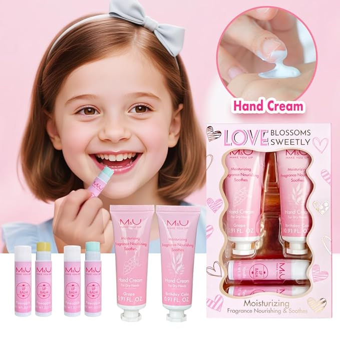 4 Piece Lip & Hand Luxury Set | 2 Moisturizing Balms + 2 Hydrating Creams, Vegan Skincare Essentials for Adults & Youths