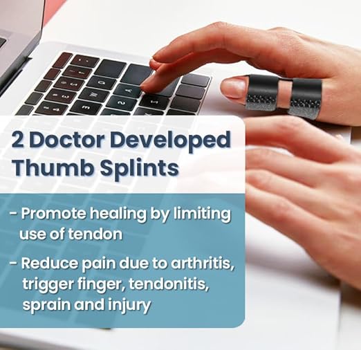 Thumb Splint and Ice Pack (2+2 Set) Trigger Thumb Splint For Pain Relief, Thumb Brace for Knuckle Immobilization, Thumb Spica for Arthritis, Mallet Finger, Also Fits Index, Ring, Pinky, Little, Small Fingers
