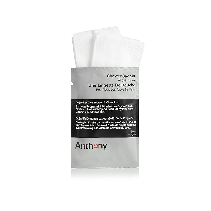 Anthony No Sweat Body Defenseand Shower Sheet Bundle – Anti-Chafing, Anti-Itch Cream-to-Powder – 3 Fl. Oz and 1 Shower Sheet, Protects Skin from Sweating