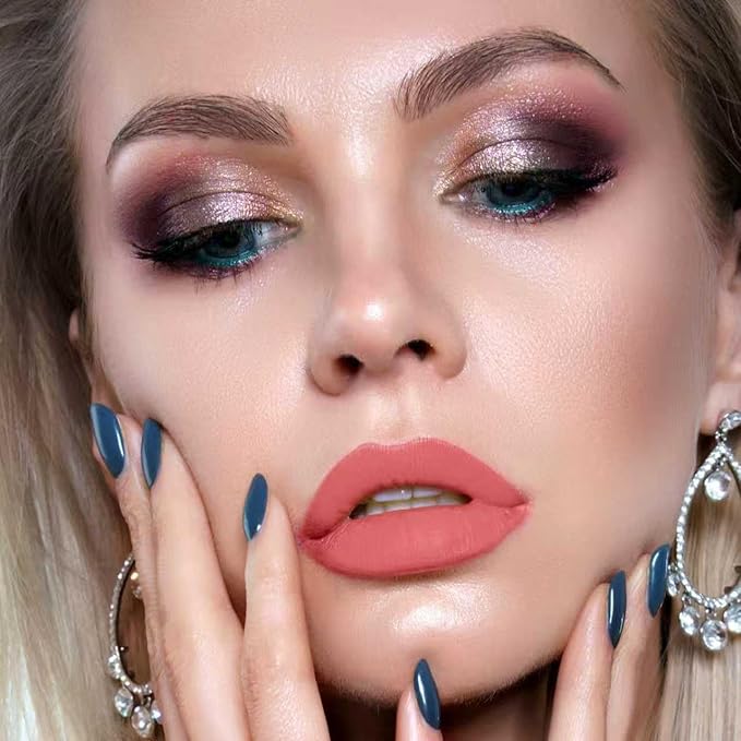 Jolilab 12Pcs Matte Lip Liner + Liquid Lipstick Set, One Step Velvety Nude Lip Stain Waterproof Long Wear High Pigment Lip Makeup Gift Set（Set C）