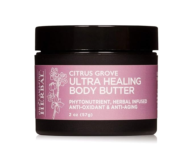 Ora's Amazing Herbal Ultra Healing Body Butter, Intensive Moisturizer For Dry Skin, Hand Cream with Organic Shea Butter, Marjoram & Bergamot Essential Oil, Herbal Skincare, Citrus Grove Scent, 2 oz