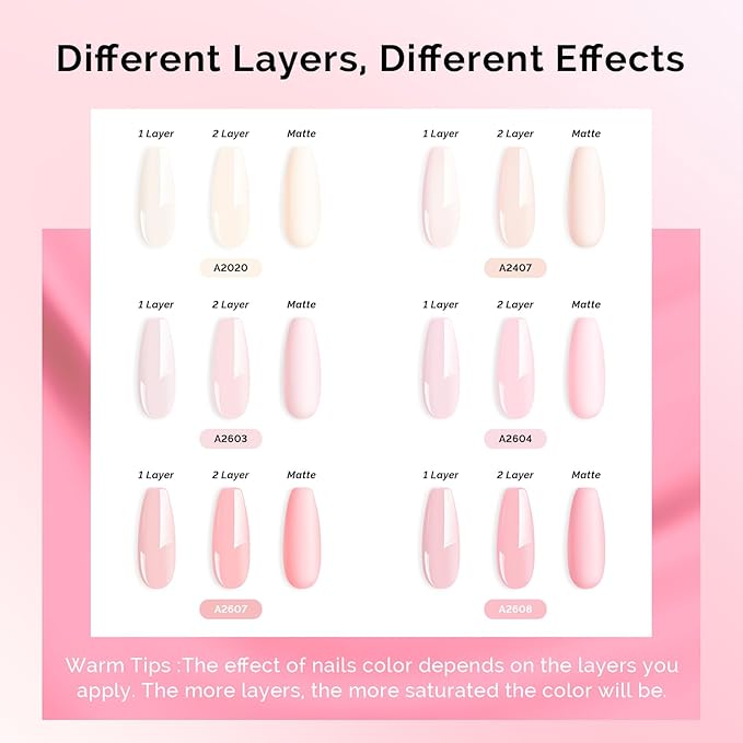 MelodySusie Pastel Pink Gel Nail Polish Set - 6 Colors Nude Pink Milky White Soak Off UV LED Gel Polish Gift for Women Nail Art Manicure Salon DIY Nail Design Decoration at Home