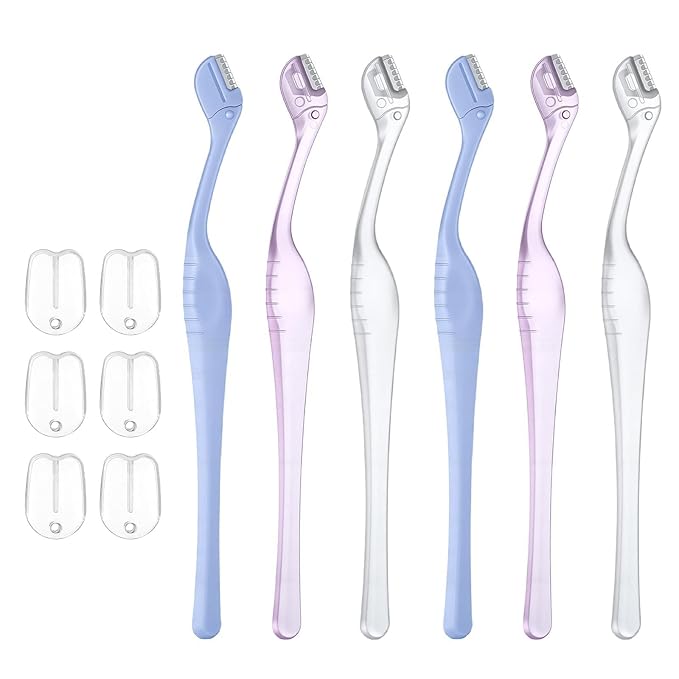 6 Pcs Eyebrow Razor for Women, Mini Eyebrow Razor Trimmer Small Face Razors Lip Hair Remover with Precision Cover Face Razors Eyebrows Shaver Shaving Removal Tool for Women Makeup FaceCare Tool
