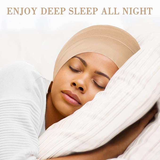 Fittia Satin Hair Bonnet for Sleeping, Silky No Frizzy for Curls Care, Adjustable Strap for Non-Slip, Dreadlocks Cap for Women&Men Taupe