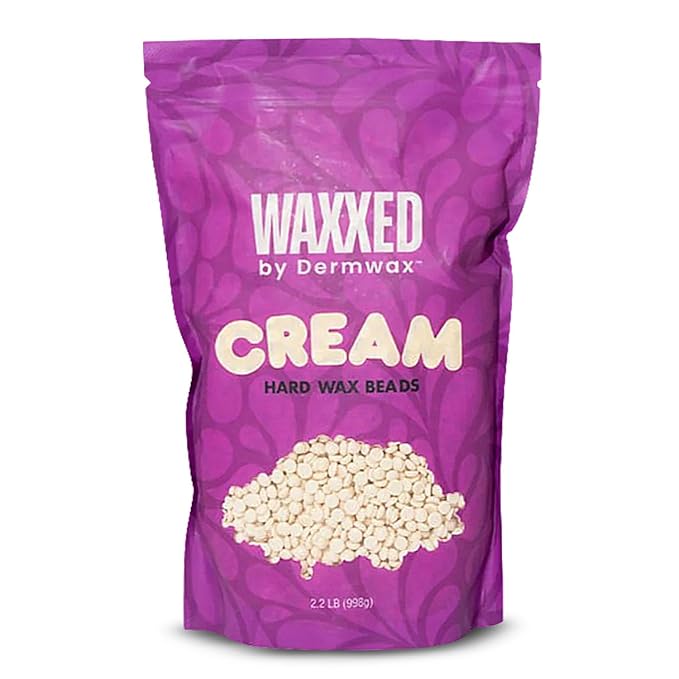 WAXXED Cream Hard Wax Beads 2.2LB – Professional Cream Hard Wax for Hair Removal – Titanium Dioxide Infused Wax Beads for Sensitive Skin – Smooth Application & Clean Removal – Salon & Home Use