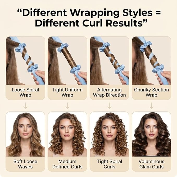 My Beauty Spot 4-Piece Ultra-Soft Satin Heatless Curling Set - Overnight No Heat Hair Curler Rod for Medium to Long Hair - Includes 2 Scrunchies & Clip