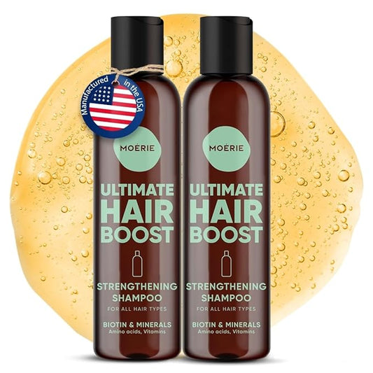 Moerie Ultimate Hair Growth Shampoo – For Longer, Thicker, Fuller Hair - Vegan Friendly Volumizing Hair Products – Paraben & Silicone Free – All Hair Types – Reverse Hair Loss – 8.45 fl oz, Double Set
