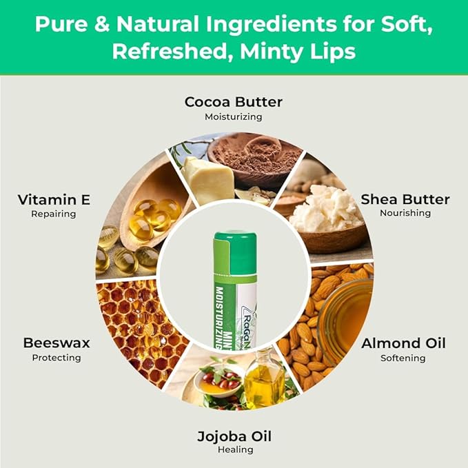 RaGaNaturals All Natural Chocolate, Lemon, Mint, Tropical Moisturizing Lip Balm, Original beeswax, Shea butter, Jojoba oil, Vitamin E and Love - 4 Tubes