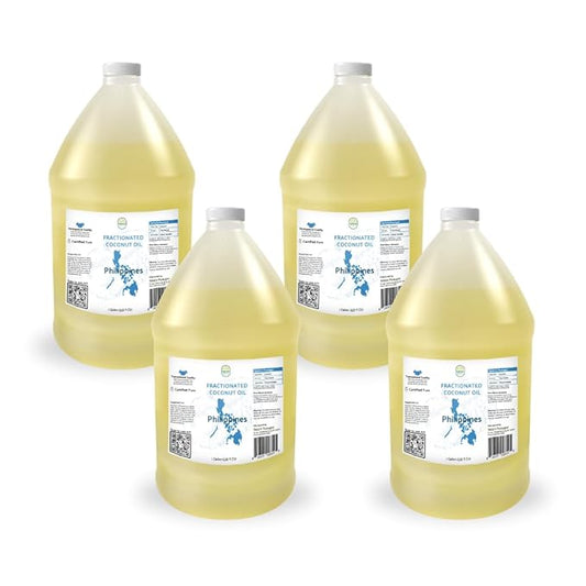 Nature Packaged Fractionated Coconut Oil - Sourced Directly from our Farm Partner in the Philippines - Carrier Oil for Diluting Essential Oils, Body, Hair, and Skin Moisturizer - (4Gallons)