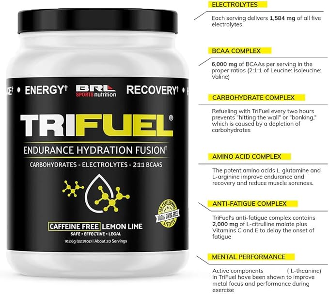 3-in-1 Endurance and Recovery, Hydration, BCAA, Electrolyte Enhanced Drink (Lemon Lime)