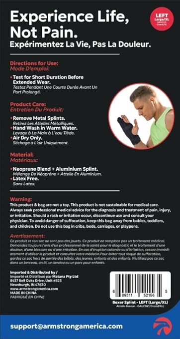 Metacarpal Finger Splint Hand Brace | Little Pinky Finger Splint For Boxer Fractures l Broken Ring or Hands Cast |Trigger Immobilizer Straightener l Ulnar Gutter Support | Boxer Brace LEFT HAND L/XL