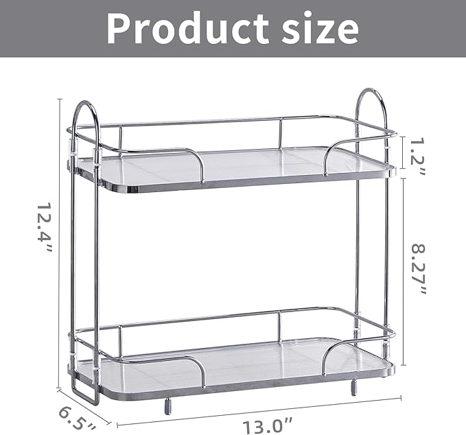 2 Tier Corner Bathroom Counter Organizer, Cosmetic Skincare ，Bathroom Countertop Perfume Tray Vanity, Kitchen Spice Corner Storage Shelf