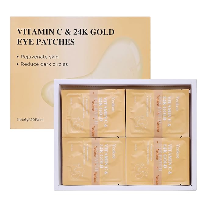 Yeokoe Under Eye Patches for Dark Circles,Puffy Eyes,20 Pairs Face Masks SkinCare With Vitamin C and 24k Gold