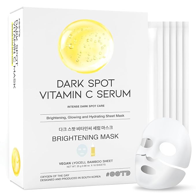 #OOTD Vitamin C Revitalizing Hydrating Sheet Mask (10pcs) - Face Mask Korean Skincare Facial Sheet Masks for Even-Looking Skin Tone & Radiance