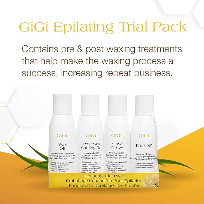 GiGi Post Waxing Essentials Kit, Pre & Post Wax Care Set Waxing Treatments, Skin Prep & Aftercare for Smooth Hair Removal, 2 oz Each