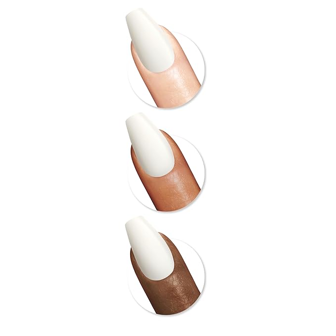 Sally Hansen Salon Effects Perfect Press-On Nails | Coffin Shape | Easy to Apply, Non-Damaging | 30 Nails, Nail Glue, Adhesive Tabs, File | Viva Vanilla