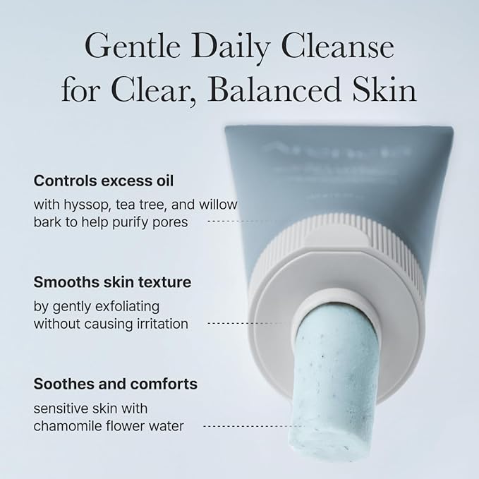 ARENCIA Hyssop Sebum Control Rice Cake Cleanser, 5.29 oz, AHA Tea Tree Face Wash for Oily Combination Skin