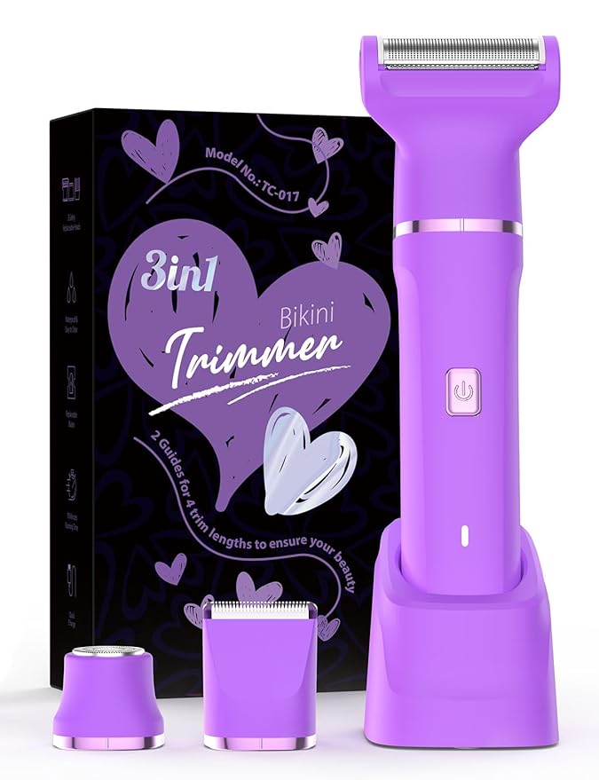 Electric Shaver for Women - Cordless Dermave Bikini Trimmer for Lady's Beauty, Painless Facial Hair Removal Device with Low Noise, Detachable Head, Fast Charging, 2025 Beach Vacation Essentials