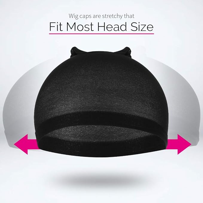 FANDAMEI Wig Cap, Nylon Wig Caps, 4 Pieces Stocking Wig Caps for Women (Black）