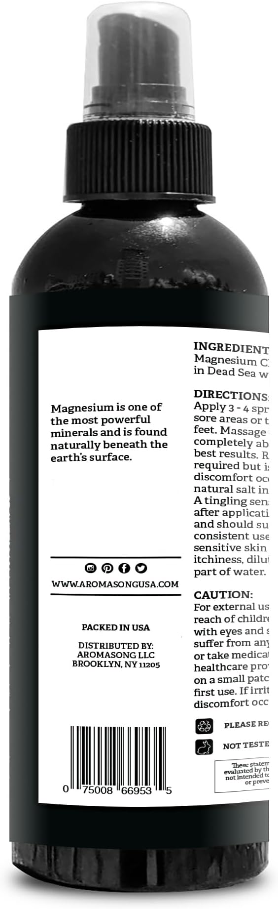 Aromasong Magnesium Oil Spray for Feet & Body – 23mg Magnesium per Spray – Topical Magnesium Spray for Calm Sleep & Leg Discomfort – 2 Pack 8 oz, Made in USA
