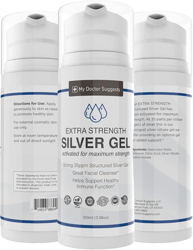 Colloidal Silver Gel Extra Strength - 35ppm Activated Colloidal Silver Gel for Maximum Potency - Made in USA - Structured Formula in a Convenient 2 Pack