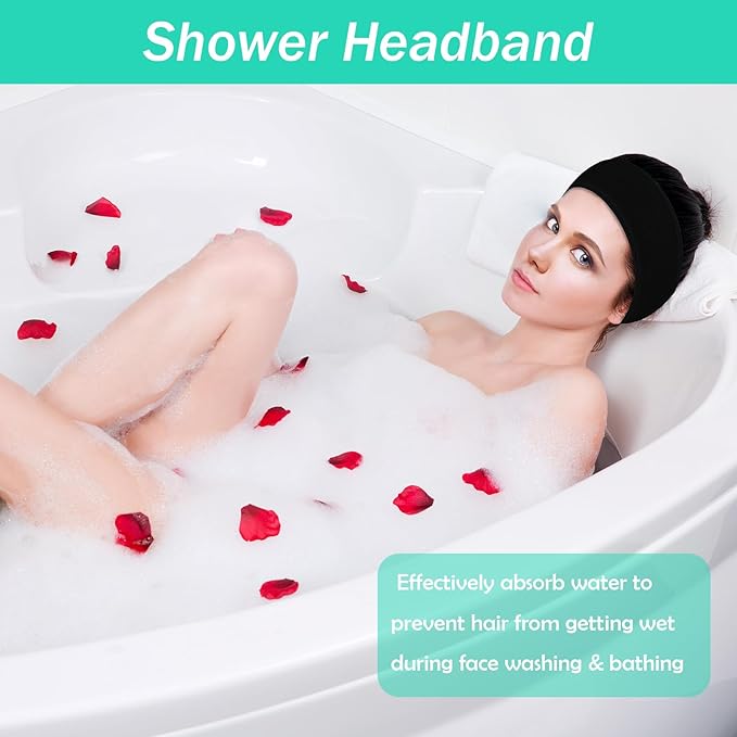 3 Pack Facial Spa Headband for Women - Adjustable, Non-Slip Terry Cloth Headband for Washing Face, Makeup, and Shower - Soft and Stretchable Hair Wrap