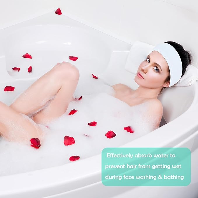 3 Pack Facial Spa Headband for Women - Adjustable, Non-Slip Terry Cloth Headband for Washing Face, Makeup, and Shower - Soft and Stretchable Hair Wrap