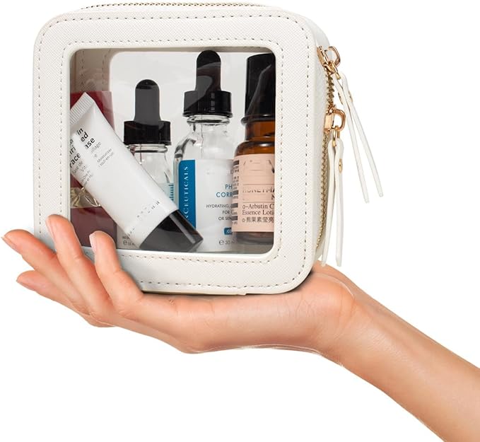 Travel Clear Makeup Bag Set, TSA Approved Cosmetic Bag Case with Zipper Portable Makeup Pouch Toiletry Bag Traveling Cosmetic Organizer Storage Bag Car Organizer Car Essentials