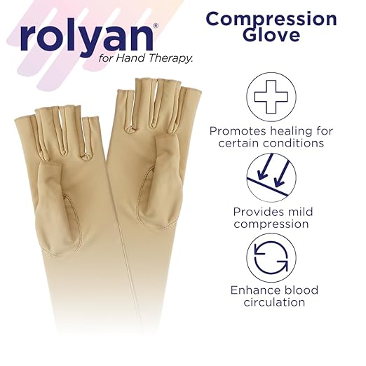 Rolyan Compression Glove, Fingerless Compression Glove for Arthritis for Men & Women, Arthritis Compression Gloves for Carpal Tunnel, Compression Glove for Swelling, Right Hand, Small, Open Finger