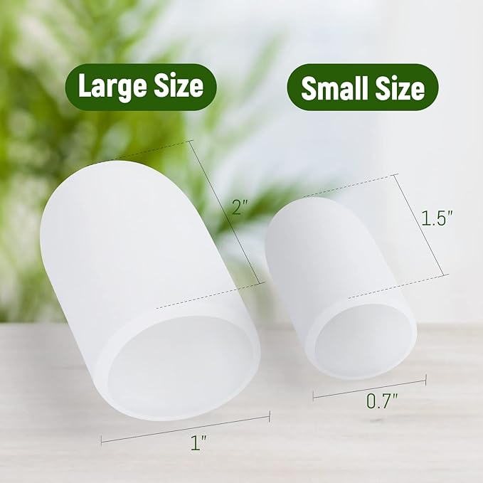 Bukihome Big Toe Protectors 10 ct, Silicone Toe Caps to Cushion Hammer Toe, Blister, Corn, Callus, Great for Running, Walking, Stop Toe Pain (Small, White)