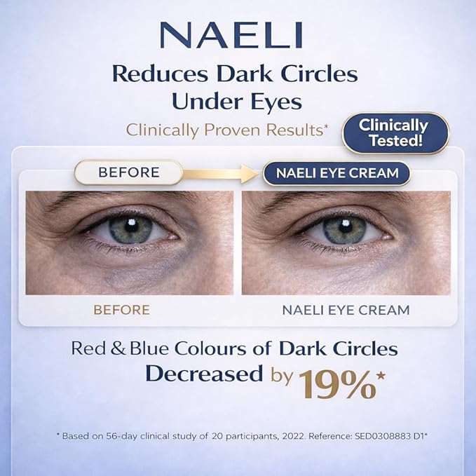 NAELI Eye Cream for Dark Circles, Puffiness & Wrinkles with Anti Aging Apple Stem Cell & Peptide Complex - Reduces Fine Lines, Diminishes Bags & Restores Under Eye, 15ml