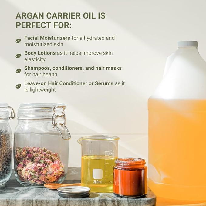 Nature Packaged Argan Oil for Hair Growth Oil 4 Gallon (Aceite de Argan) - 100% Pure Cold Pressed Moroccan Oils - Suitable for Colored & Damaged Hair, Face, Body Oils, Nail & Scalp