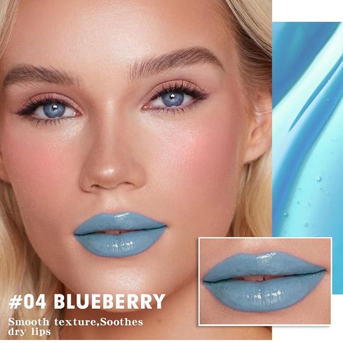 evpct Nourishing Moisturizing Tinted Lip Balm for A Sheer Tint of Color, Softens Smooths Hydrates Moisturizes Lightweight, Lip Care Gloss Plumper Stain for Women Dry & Chapped Lips, 04# BLUEBERRY