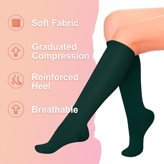 Iseasoo 4 Pairs Compression Socks for Women Circulation-Best Support for Nurses,Running,Athletic,Travel