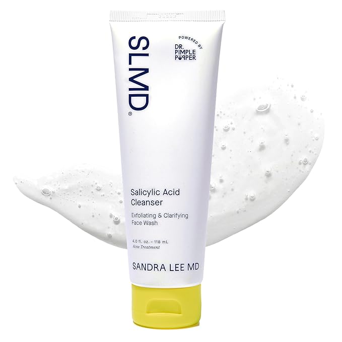 SLMD by Dr. Pimple Popper - Salicylic Acid Cleanser (4 fl oz) Exfoliating Gel Cleanser Face Wash Acne-Prone Skin - Face Wash Helps Reduce the Appearance of Blackheads & Whiteheads