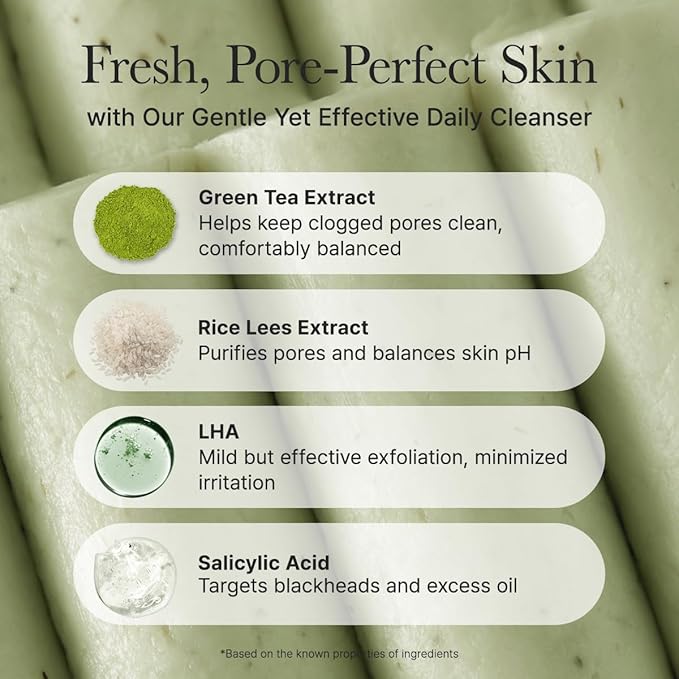 ARENCIA Salicylic Acid, Green Tea + LHA Deep Pore Rice Cake Cleanser – Deep Pore Cleansing, Acne Face Wash, Blackhead Remover, 5.07 fl oz