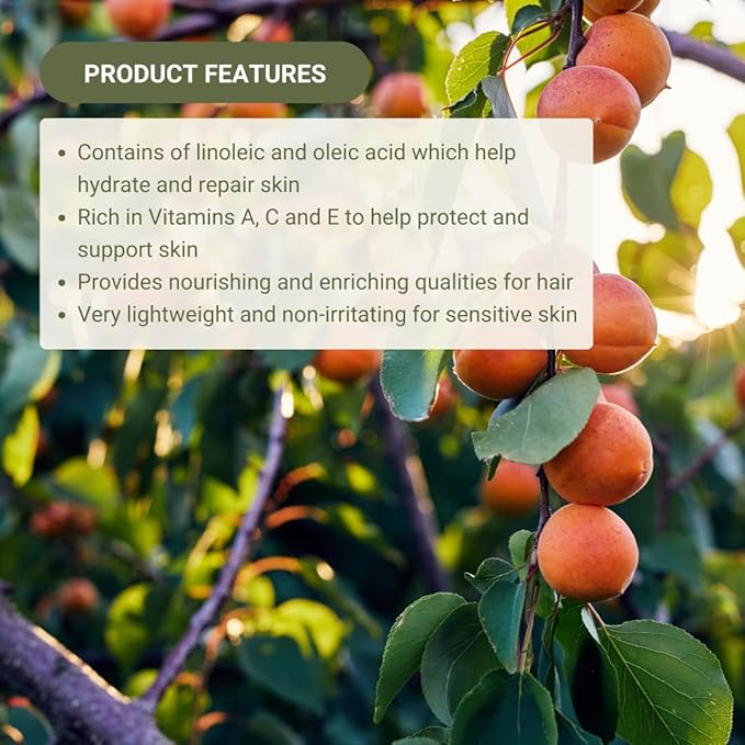 Nature Packaged Apricot Kernel Oil - Direct from Spain and Turkey - 100% Pure Carrier Oil for Hair, Face, and Skin - Cold-Pressed Carrier Oils - (16 oz) 1 Pack
