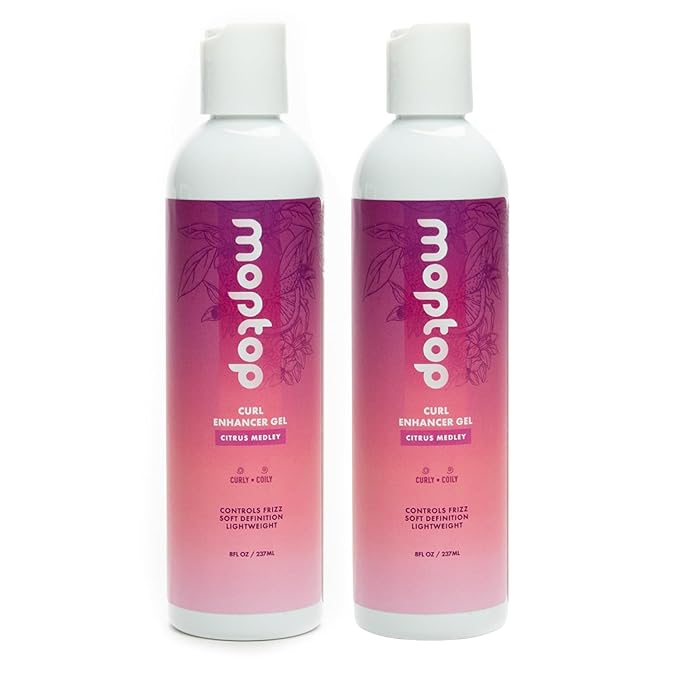MopTop Curl Enhancer Gel – Curl Defining Gel to Enhance Curly and Coily Hair, Lightweight and Anti Frizz Hair Care with Aloe, Sea Botanicals & Honey (Citrus Medley, 2pk)