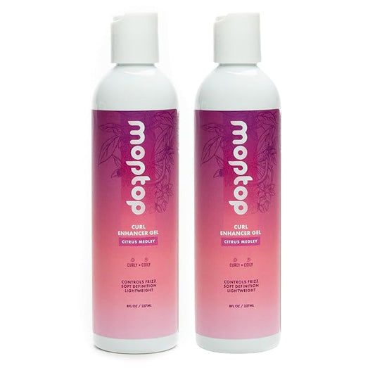MopTop Curl Enhancer Gel – Curl Defining Gel to Enhance Curly and Coily Hair, Lightweight and Anti Frizz Hair Care with Aloe, Sea Botanicals & Honey (Citrus Medley, 2pk)