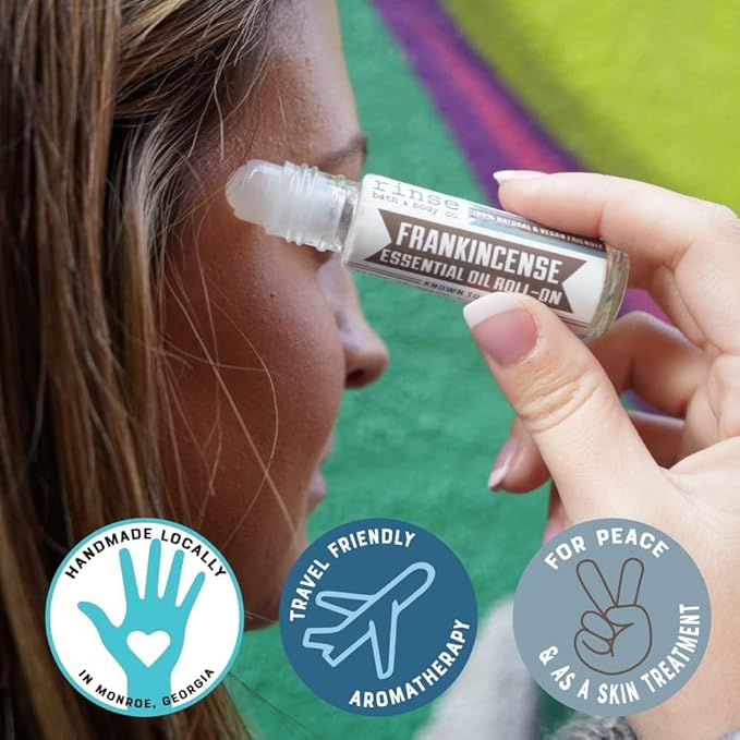 Rinse Bath & Body Frankincense Essential Oil Roll On - Premium Frankincense Oil w/Squalane Oil | No Mess and Easy Absorption | Aromatherapy | Travel Size | Non-GMO | .35oz