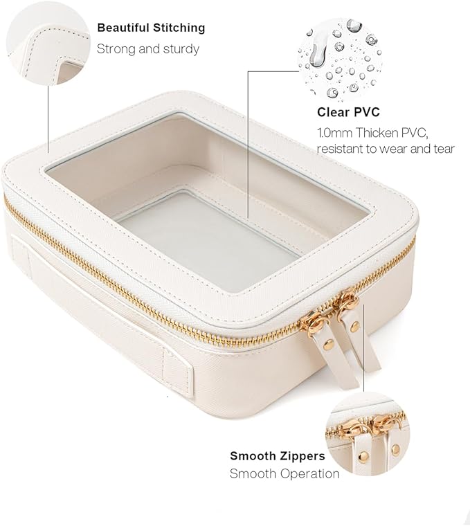 Travel Clear Makeup Bag Set, TSA Approved Cosmetic Bag Case with Zipper Portable Makeup Pouch Toiletry Bag Traveling Cosmetic Organizer Storage Bag Car Organizer Car Essentials